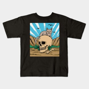 Design cat skull funny Kids T-Shirt